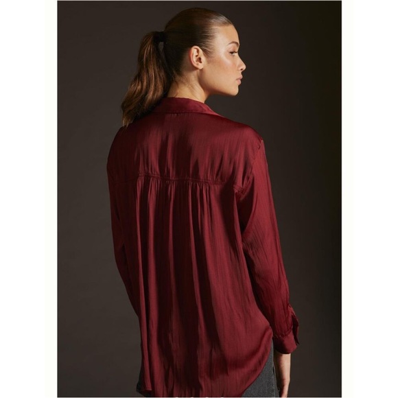 Anthropologie Elegant Burgundy /Wine and Women's Button Down Blouse Size Large - Picture 2 of 3
